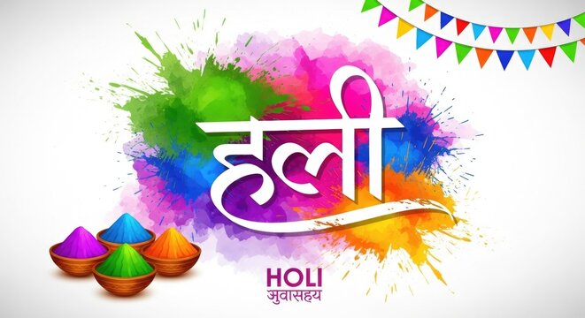 Vibrant holi celebration background with colorful powder and traditional decorations