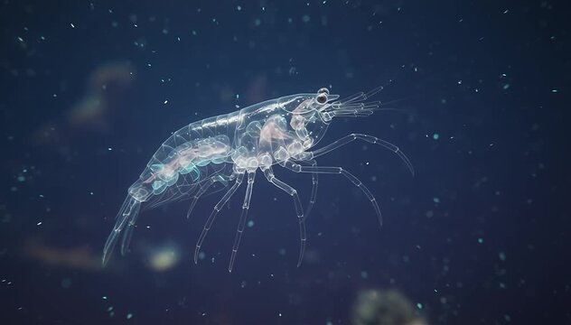 Cystisoma, the deep-water crustacean is as clear as glass.