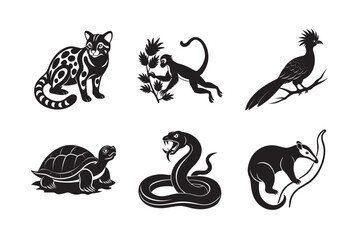 Exotic Jungle Predators And Wildlife Silhouette Bundle