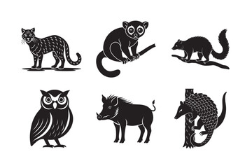 Hidden Jungle Animals Solid Black Silhouette Bundle