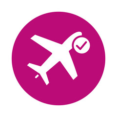Fototapeta premium Airplane checkmark icon isolated on transparent background