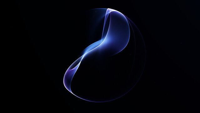 Minimalistic blue and purple abstract orb with smooth flowing light waves and soft glow, clean futuristic digital energy background.