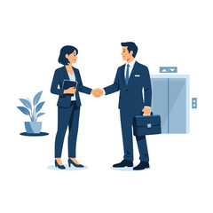 Business Professionals Shaking Hands in Office Setting