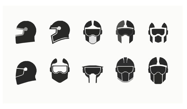 Minimal helm icon set flat vector illustration isolated on white