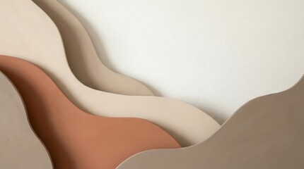 Abstract Neutral Earth Tones Wave Layers Soft Organic Shapes Minimalist Backdrop Neutral Beige Terracotta