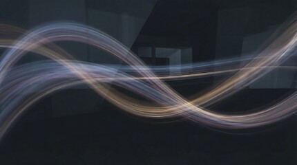 Abstract Swirling Light Streaks In A Dark Room With Geometric Shapes Visible