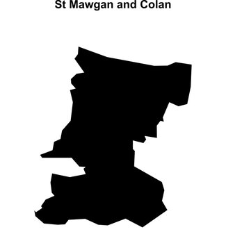 St Mawgan and Colan (England) blank outline map