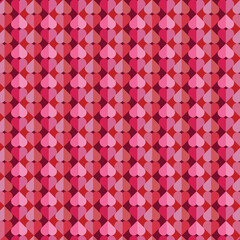 seamless geometric pattern with hearts in red and pink tones
