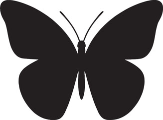Bold black silhouette of a butterfly, representing transformation and beauty