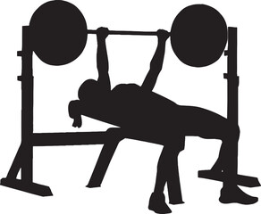 Silhouette of a person lifting weights on a bench press, symbolizing fitness and strength