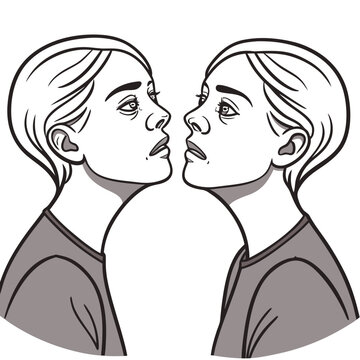 Clone-like Human with Identical Mirrored Facial Features, a Concept of Genetic Engineering, Duplication, and Advanced Biotechnology