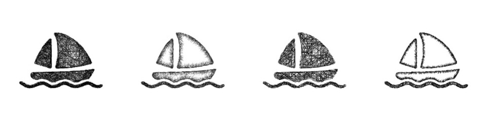 Sketch boat icon design set
