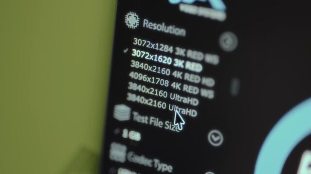 Viewing the list of video resolutions