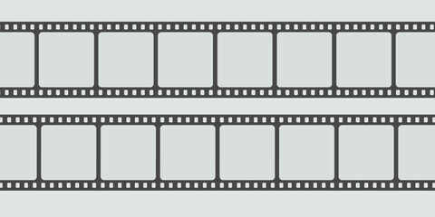 Old retro movie film strip set with grunge texture isolated on white background. Film strip templates. Cinema and filmmaking concept.