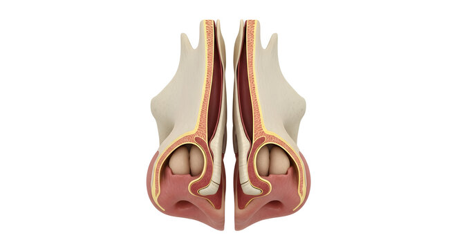 Nasal Septum and Anatomy Cross Section Illustration
