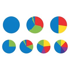 Fototapeta premium Colorful Pie Charts on White Background