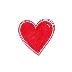 Obraz premium Red Heart with White Outline on White Background