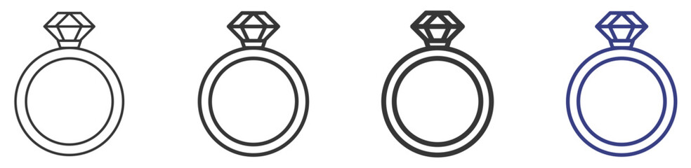 Rings Icon Set Illustration with Outline Style Variation