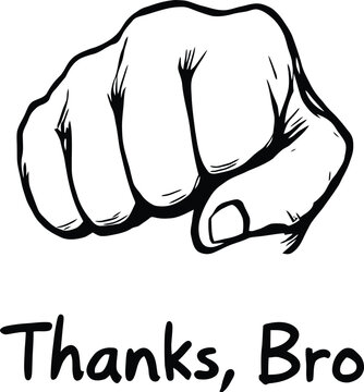 Fist bump gesture vector illustration in black and white style with casual expressive hand pose and friendly vibe