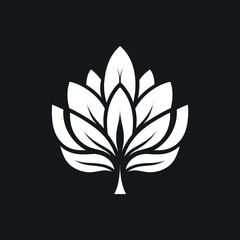 Elegant white leaf graphic design on black background for diverse applications