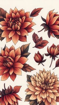 Video A bouquet of colorful flowers with green leaves set against a plain white background, ideal for decoration or design