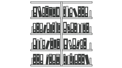 Large bookshelf packed with numerous folders representing extensive data archiving, library resources, and document storage.