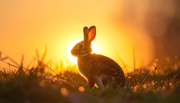 Osterhasen-Silhouette im Morgenlicht