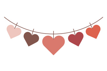 Colorful heart garland hanging Vector, illustration