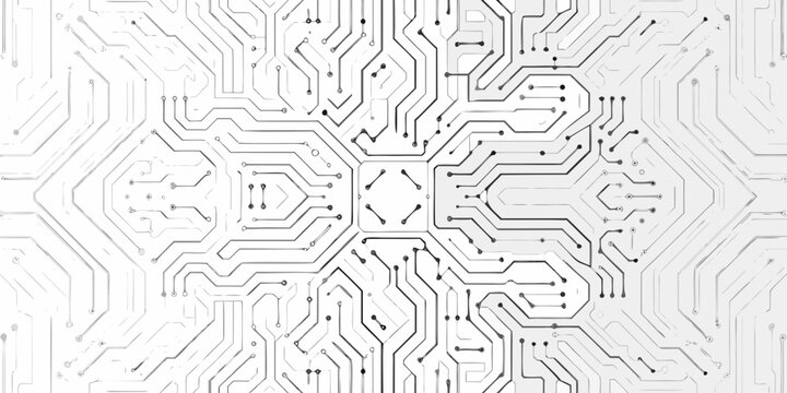 Intricate circuit board pattern with hexagonal symmetry and detailed connections