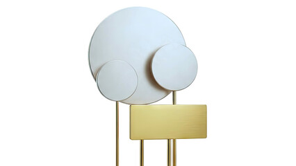 Abstract Sculpture with Circles and Rectangle on Gold Rods