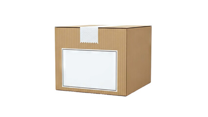 Cardboard Shipping Box with Blank Label