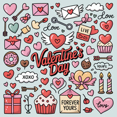 Cute Valentine Love Elements Collection Vector