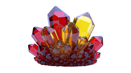 Cluster of Red, Orange, and Yellow Crystals