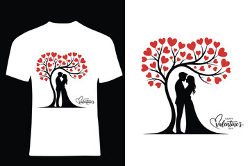 Valentine Love Tree Concept T Shirt Design Vector