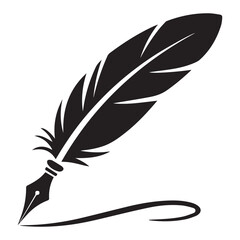 Elegant Feather Quill Pen Silhouette Vector