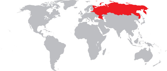 Obraz premium Russia Highlighted on World Map Vector Design.
