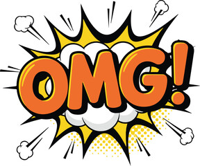 Comic OMG Sound Effect Explosion Speech Bubble Pop Art Vector