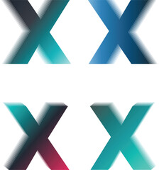 Obraz premium Gradient letter X logo set on white background. Modern alphabet monogram with smooth color transitions and depth. Perfect for branding, app icons, and digital identity design.