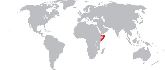 Obraz premium Somalia Highlighted on World Map Vector Design