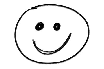 Fototapeta premium Doodle emoji face icon. Hand-drawn sketch style. Happy emoji expression with smiling face.
