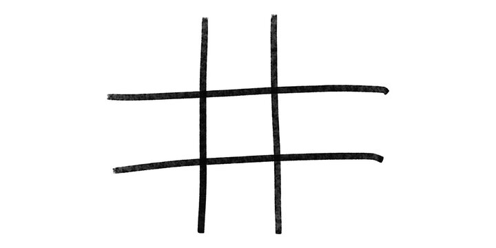 Hand drawn tic tac toe game grid