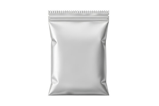 Empty white flexible zipper pouch for product packaging isolated on transparent background