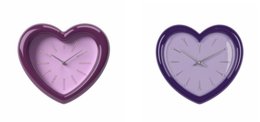 Heart shaped clocks, Love time concept, Romantic clock illustration