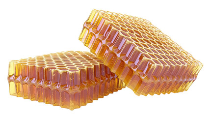 Honeycomb sections filled with golden honey