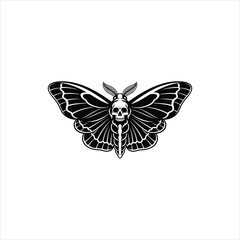 Fototapeta premium Death Moth with Skull Gothic Tattoo Design Vector Illustration