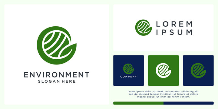 Environment logo design abstract leaf earth.