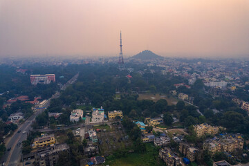 Fototapeta premium Aerial Drone View of Ranchi City, Jharkhand, India, Scenic Urban Landscape