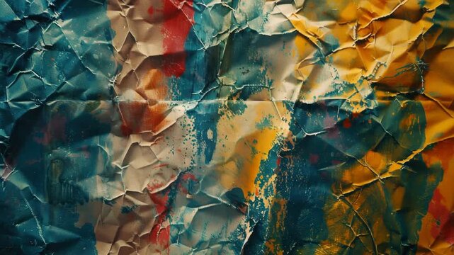 Video A close-up shot of a piece of crumpled paper, with creases and folds visible