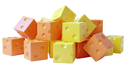 Pile of cheese-themed dice