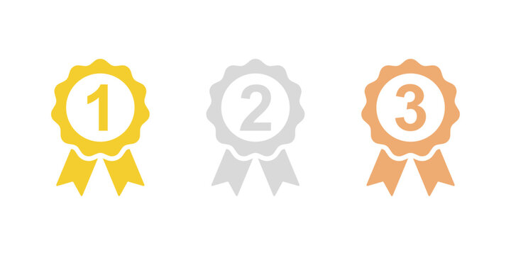 First, second and third place award ribbon icon set